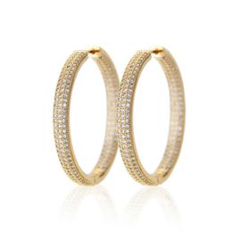 Trendy 18K Gold Plated Elegant Women Round Hoop Earrings Genuine Austrian Crystal Diamond Fashion Costume big Earrings Jewellery