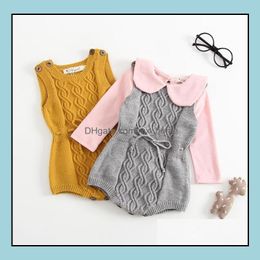 Rompers Autumn Infant Baby Knitted Boys Girls Overalls Knitwear Sweater Romper Children Toddlers Climb Clothes Mxhome Dhoup