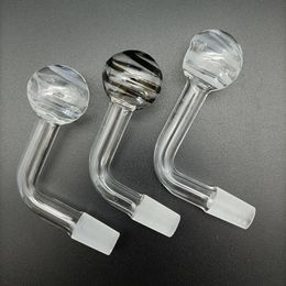 Glass Oil Burner Pipe Curved Smoking Burning Pipes Male Female 10mm 14mm 18mm Joint Ball OD 30mm Handle Water Nail Tube