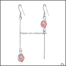 Dangle Chandelier Earrings Jewellery Fashion 925 Sier For Women Small Fresh Stberry Crystal Asymmetric Earring Moonstone Ear Drop Delivery 2