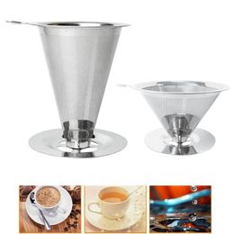 Reusable Coffee Filter 304 Stainless Steel Cone Baskets Mesh Strainer Pour Over Dripper 220509