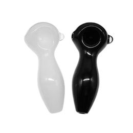 Manufacturer Selling 4inches Black & White Glass Hand Pipes Spoon Pipe For Cute Christmas Gift Smoking Burner Tobacco Rig Customized Color Available