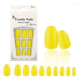 False Nails 24Pcs/Box Charming Short Ballet Wearable Press On Manicure Patch Full Cover Artificial Fake Nail Art Tips Reusable Prud22