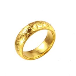 Wedding Rings MxGxFam Lotus Flowers Jewelry For Women Classic 24 K Pure Gold Color Original DesignWedding