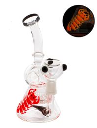 Vintage PREMIUM QUALITY 8inch Red Scorpion Glow in the Dark Hookah Glass Bong Smoking Pipes can put customer LOGO by DHL UPS CNE