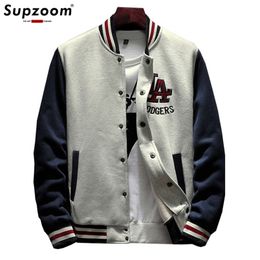 Arrival Letter Rib Sleeve Cotton Embroidery Single Breasted Casual Bomber Baseball Jacket Loose Cardigan Coat 220406