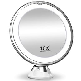 Flexible Makeup Mirror 10X Magnifying s LED Lighted Touch Screen Vanity Portable Dressing Table Cosmetic s 220509