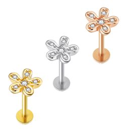 Ear Bars Lip Rings Stainless Steel Flower Ear Piercing Jewelry Tragus Earrings Cartilage