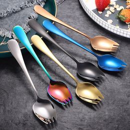 2 في 1 Silverware Fork الفولاذ المقاوم للصدأ تناول ملعقة شوكة للطفل