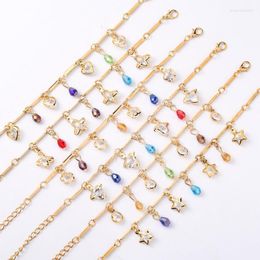 Bracelets For Women 2022 Originality Metal Geometric Crystal Pendant Rhinestone Bracelet Trend Jewellery Mother's Day Gift Link Chain