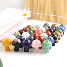 2x1.5cm Mini Mushroom Gemstones Figurine Natural Stones Carved Crafts Decor Quartz Healing Crystal Statue Fashion Gem Pendant Charms For DIY Jewellery