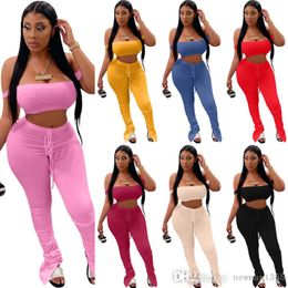 Designer Summer Short Outfits 2022 Womens Casual Tracksuits Sexy Suspender Wrap Chest Two Piece Suit Wrinkled Pants