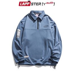 LAPPSTER Youth Zipper Up Hoodies Korean Fashions Pullover Man Harajuku Vintage Colours Sweatshirts Casual Streetwear Clothes LJ200918