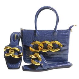Hausschuhe im italienischen Design, besonderes schmales Band, überkreuzt gebundener Stil, afrikanischer Neuankömmling, blaue Farbe, Party-Damenschuhe, Taschen-Set 220524