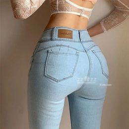 Estetica donna Jeans elasticizzati Vita alta Sexy Leggings aderenti per sollevamento anca Pantaloni Elastico femminile Streetwear Donna 220402