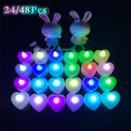 24/48Pcs LED Candle with Batteries Romantic Wedding Decoration Lot Electronic Tea Light Candles for Year Valentine's Day 220510