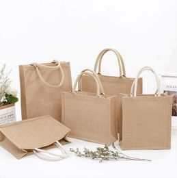 Tote Bags Burlap Jute Reusable Gift Bag with Handles for Bridesmaid Wedding Party Women Market Grocery Shopping Handbag Travel Storage Organiser