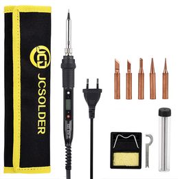soldering iron electric solder irons JCD 908S 80W Welding Solder tools temperature adjustable kit pure copper tips Ceramic heater set