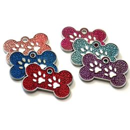 Wholesale 100Pcs Bone Paw Pet Id Tags Identity Personalised Dog ID Customised Cat Puppy Name Phone Accessories Y200917