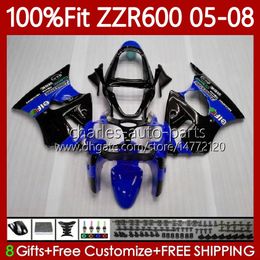 OEM Fairings Kit For KAWASAKI NINJA ZZR600 ZZR-600 600 CC Blue black 05-08 Bodywork 134No.201 100% Fit ZZR 600 2005 2006 2007 2008 600CC 05 06 07 08 Injection Mould Body