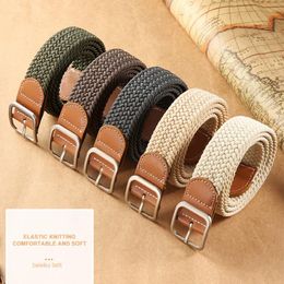 Belts Casual Knitted Men Women Belt Woven Canvas Elastic Expandable Pin Buckle Fashion For Jeans Female Adjustable Waist