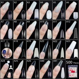 500 Pieces Of Ballerina Stiletto Coffin Rounded Square Manicure Fake Long False s Short Nail Tips 220812
