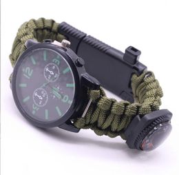 7 In 1 survival Bracelet Watch For outdoor hiking traveling first aid Emergency kit men women professional tactical 7 core parachute rope paracord bracelets