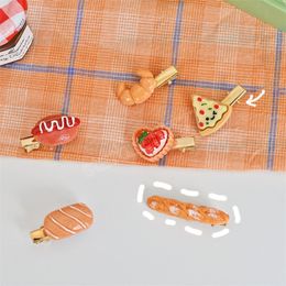 Creative Simulation Food Hairpins Resin Bread Toast Pizza Hamburger Hair Clips for Women Girl Barrettes Hair Accessories