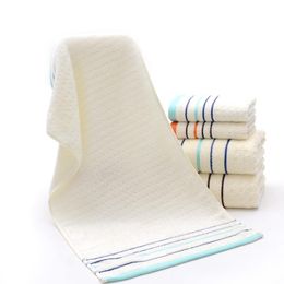 Towel High Quality 100% Pure Bamboo Fiber Family Face Yarn Dyed Towels Satin Hair Washclothes 34x74cm TowelTowelTowel