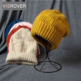 Fish Rover 9 Colouring Rabbit Fur Woman Winter Hat Solid Colour Unisex Autumn Hats Best Matched Warm Soft Bonnet Skullies Gift J220722