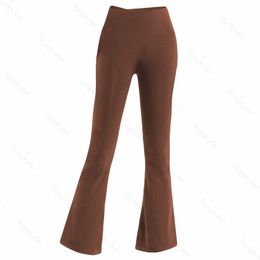 New womens grooves summer lululemens fashion brand flared pants tight-fitting belly show figure sports womens Yoga pants