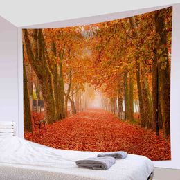 Misty Sunset Forest Tapestry Bohemian Decoration For Female Room Wall Carpets Papers Home Decor Fabric Tapiz J220804