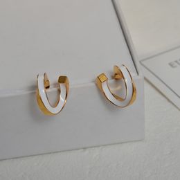 French Elegant White Enamel S-Shaped Stud Twisted Wave Line Earrings Heavy-duty Exquisite Fashion All-Match Jewellery Gift Accessories