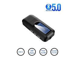USB Bluetooth 5.0 Receiver Transmitter 2 in 1 Wireless Audio Adapter with LCD Display for Car TV PC Headphones on Sale