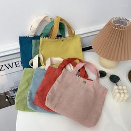 Outdoor Bags Portable Retro Female Bag College Style Morandi Color Small Hand-Carrying Cosmetic Corduroy Lunch Coin Purse