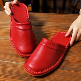 Ev Ayakkabı İç Mekan Terlik Sonbahar Yüksek Quelity Casual Deri Terlik Kadın Ev Ayakkabı Y200107