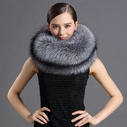 Women Real Complete Fox Fur Scarf Double Layer Fur Handmade Neckerchief