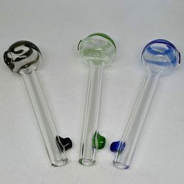 DHL Glass Oil Burner Pipe Lolipop Ball OD 25mm Colored Thick Burning Tube Smoking Tobacco Dry Herb Nail Pipes