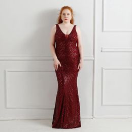 Plus Size Dresses Long Elegant Dress Women For Wedding Party Sexy Chubby Clothes Large Guest Summer 2022 Sequin Chic LuxuryPlus