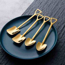Creative Shovel Spoons 304 stainless steel watermelon spoon ice spoon cake spoon gold silver Dessert Scoop Cutlery Y220530