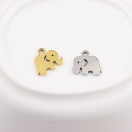 Charms 10pcs Wholesell Stainless Steel High Quality Elephant Pendant DIY Necklace Earrings Bracelets Unfading Colorless 2 ColorsCharms