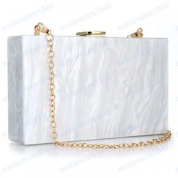 White Acrylic Evening Party Box Clutches Shoulder Bags Women New Wallets Fashion Wedding Women Handbag Marbling Purse