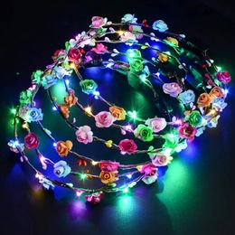 led headbands Canada - Flashing Hair Braid Led Flower Headband Light Up 20 Hours Works Floral Headbands Include 10 Paper Flowers And Or Holiday Christmas Ha amzwT