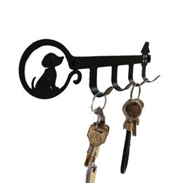 Hooks & Rails Wall Mounted Key Holder 4 Hanging Rack Cute Dog Decorative For Coat Clothes Towel Hat Handbag OrganizerHooks