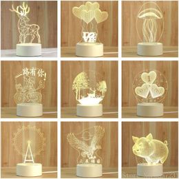 Table Lamps Creative 3D Night Lamp Acrylic Desktop Nightlight Boys And Girls Holiday Gift Decorative Bedroom Bedside LampTable