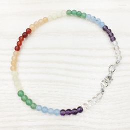 Wholesale 7 Chakra Gem Stone Anklet 4 Mm Mini Yoga Jewellery High Quality Handmade Gift Link Chain