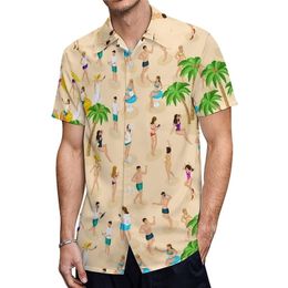 Summer Mens Hawaiian Shirts Coconut Tree 3D Print Casual Button Down Loose Beach Holiday Aloha Short Sleeve Shirt European Size 220607