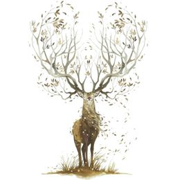Creative Elk Wall Stickers Living Room Bedroom paper Poster Art Large Tree Elks Horn Grass Graphic Decoration Decals Y200103