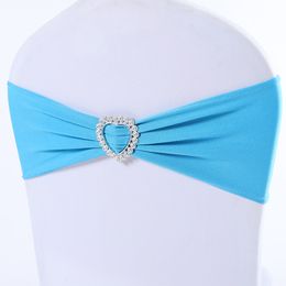 Chair Covers 100 pcs Spandex Lycra Sashes Elastic Satin Chair Bands with Buckle for Wedding Cover Bows Wholesale