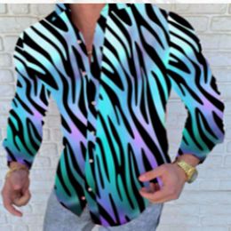 Summer Shirt Men Polyester Digital Sublimation Sports Blouse for Beach Regular-Fit Vacation Printed Long Sleeves Loose Tropical Shirts Men's Casual Hawaiian